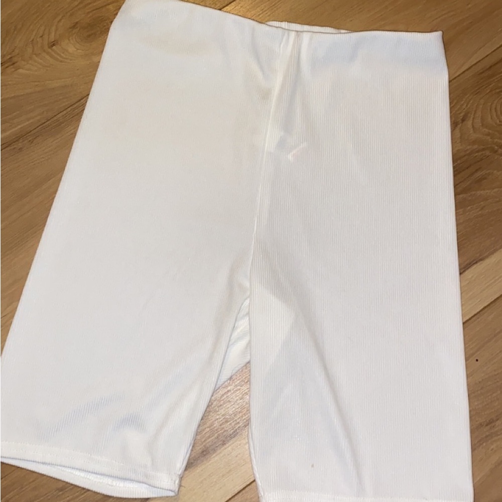 Nastygal Ribbed White Bike Shorts